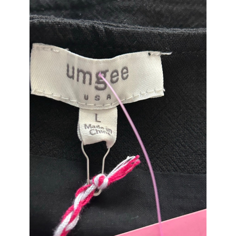 Umgee Black Multicolor Embroidered Mini Skirt Birds Pom Trim Sz L NWT - Picture 8 of 13